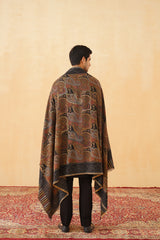 Black Tan Woven Shawl for Men Online