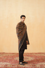 Black Tan Woven Shawl for Men Online