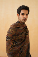 Black Tan Woven Shawl for Men Online