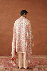 Cream Classic Floral Jaal Shawl for Men Online