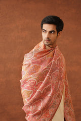 Cream Peach Jama Shawl for Men Online