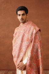 Cream Peach Jama Shawl for Men Online