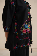Mehak Noir Cross Stitch Top