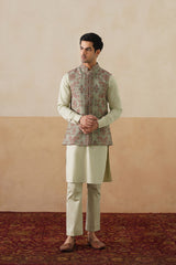 Mint Green Embroidered Jacket with Kurta & Pant