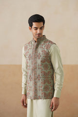 Mint Green Embroidered Jacket with Kurta & Pant