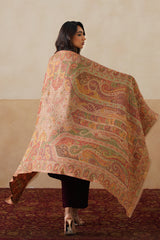 Mehrab Jamawar Paisley Shawl For Women (Beige)