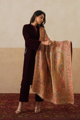 Mehrab Jamawar Paisley Shawl For Women (Beige)