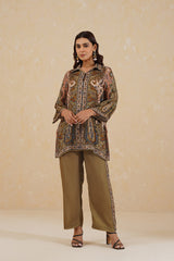 Olive Paisley Print Co-ord Set- Inchingindia