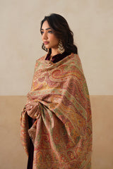 Mehrab Jamawar Paisley Shawl For Women (Beige)