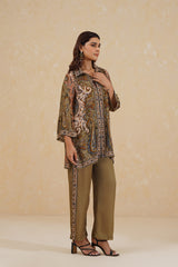 Olive Paisley Print Co-ord Set- Inchingindia