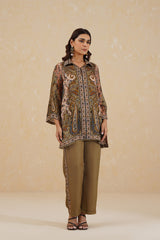 Olive Paisley Print Co-ord Set- Inchingindia