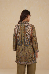 Olive Paisley Print Co-ord Set- Inchingindia