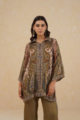 Olive Paisley Print Co-ord Set- Inchingindia