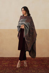 Black Zari Jamawar Border Shawl For Women