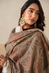 Darbar Parsi Border Pashmina Shawl For Women (Beige)