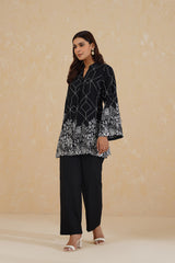 Black Abstract Embroidered Co-ord For Women's Online