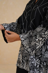 Black Abstract Embroidered Set- Inchingindia