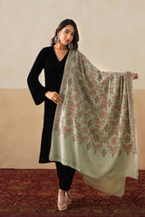 Mélange Mint Green Embroidered Shawl For Women
