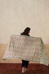 Mélange Mint Green Embroidered Shawl For Women