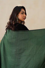 Forest Green & Black Zari Reversible Stole For Women