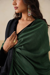 Forest Green & Black Zari Reversible Stole For Women