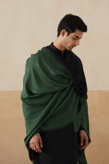 Forest Green & Black Zari Reversible Stole