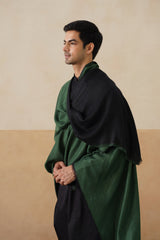 Forest Green & Black Zari Reversible Stole