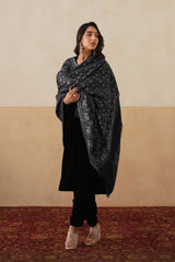 Midnight Zari Jaal Shawl For Women (Black)