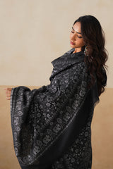 Midnight Zari Jaal Shawl For Women (Black)