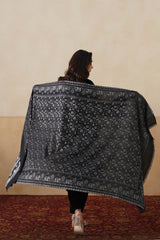 Midnight Zari Jaal Shawl For Women (Black)