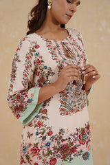 Dariya Floral Matching Kurta Pant set for women