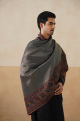 Black Zari Jamawar Border Shawl