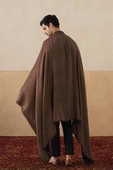Mocha Zari & Black Reversible Wool Shawl
