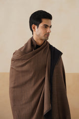 Mocha Zari & Black Reversible Wool Shawl