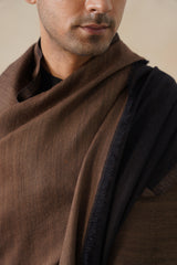 Mocha Zari & Black Reversible Wool Shawl