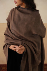 Mocha Zari & Black Reversible Wool Shawl For Women