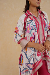 Flowy Pink Printed Co-ord Set- Inchingindia