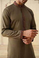 Meher Olive Embroidered Kurta & Pant