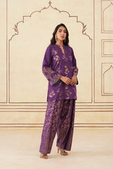 Wine Brocade Farshi Set-Inching India