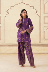 Wine Brocade Farshi Set-Inching India