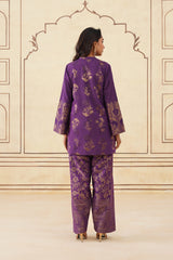 Wine Brocade Farshi Set-Inching India