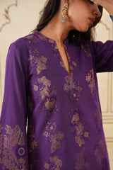 Wine Brocade Farshi Set-Inching India