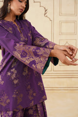 Wine Brocade Farshi Set-Inching India