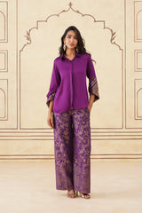 Wine Shirt with Brocade Pants-Inching India