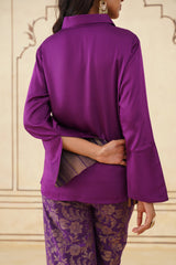 Wine Shirt with Brocade Pants-Inching India
