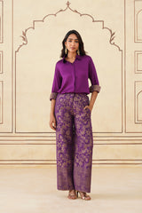Wine Shirt with Brocade Pants-Inching India
