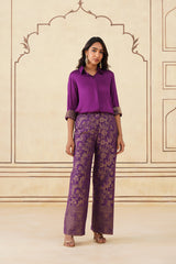 Wine Shirt with Brocade Pants-Inching India