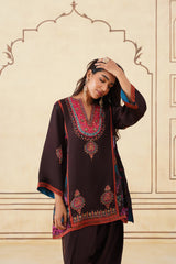 Meher Chocolate Contrast Printed Set-Inching India