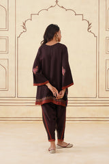 Meher Chocolate Contrast Printed Set-Inching India