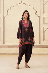 Meher Chocolate Contrast Printed Set-Inching India